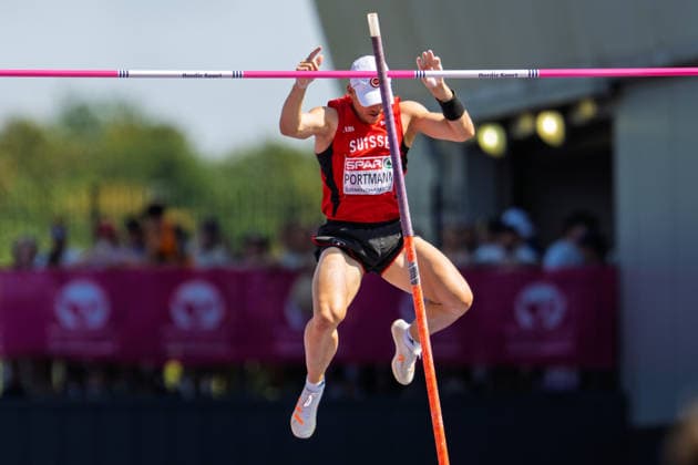 BIRMINGHAM, UNITED KINGDOM - AUGUST 13: Nino Portmann of Switzerland competes in the Men s Decathlon Pole Vault during the European Athletics Championships at Alexander Stadium on August 13, 2026 in Birmingham, United Kingdom. England United Kingdom Copyright: xBEAUTIFULxSPORTS TobiasxLacknerx