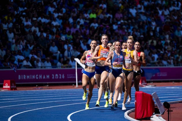 13.08.2026, GBR, Leichtathletik, Europameisterschaft 2026, Morgensession Tag 4, Birmingham Femke Broeders-Bol ( Niederlande ), Keely Hodgkinson ( Großbritannien ), Smilla Kolbe ( Deutschland ), Nina Vukovic ( Kroatien ), 800 Meter Lauf Damen, Halbfinale Birmingham Alexander Stadium England Großbritannien *** August 13, 2026, GBR, Track and Field, 2026 European Championships, Morning Session Day 4, Birmingham Femke Broeders Bol Netherlands, Keely Hodgkinson Great Britain, Smilla Kolbe Germany, Nina Vukovic Croatia, Women’s 800-meter race, Semifinals Birmingham Alexander Stadium England Great Britain Copyright: xNordphoto Memmlerx