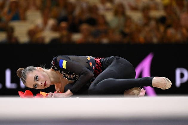 OTHER - Gymnastics - 42nd Rhythmic gymnastics, Rhythmische Sportgymnastik, RSG World Championships Photo by IPA ABACAPRESS.COM87446450 - ONOFRIICHUK Taisiia (UKR) ribbon routine at the 42nd Rhythmic Gymnastics World Championships, held in Frankfurt am Main, Germany, on August 13, 2026 Frankfurt am Main Germany  Copyright: xIPAxSport ABACAx