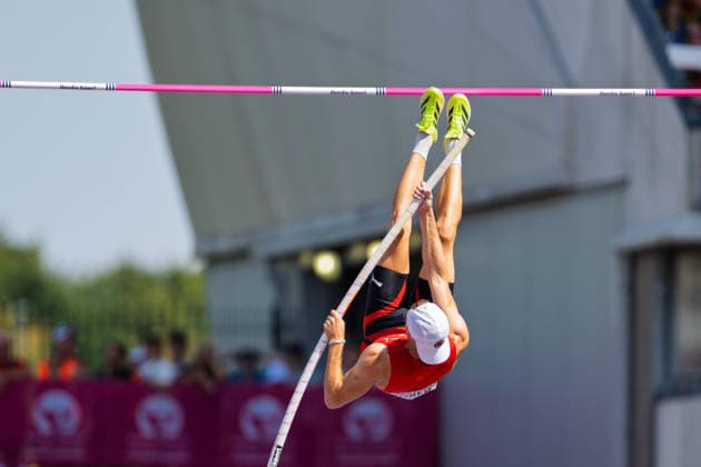 BIRMINGHAM, UNITED KINGDOM - AUGUST 13: Andrin Huber of Switzerland competes in the Men s Decathlon Pole Vault during the European Athletics Championships at Alexander Stadium on August 13, 2026 in Birmingham, United Kingdom. England United Kingdom Copyright: xBEAUTIFULxSPORTS TobiasxLacknerx