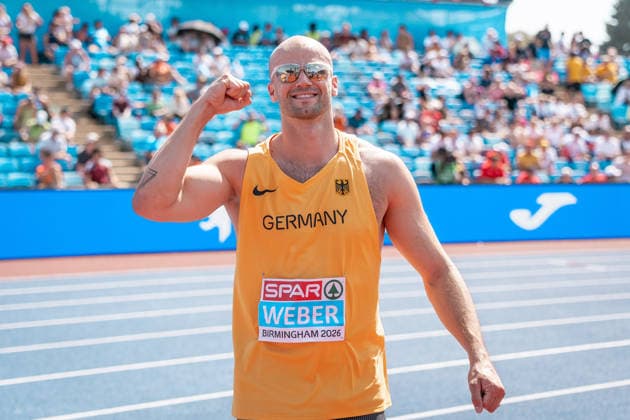 Julian Weber (USC Mainz, Speerwurf Maenner), GBR, Leichtathletik, Athletics, European Athletics Championships 2026, Leichtathletik Europameisterschaft 2026, Birmingham 2026, 09.08.2026, GBR, Leichtathletik, Athletics, European Athletics Championships 2026, Leichtathletik Europameisterschaft 2026, Birmingham 2026, 09.08.2026 Birmingham *** Julian Weber, USC Mainz, Men s Javelin Throw, GBR, Track and Field, Athletics, 2026 European Athletics Championships, 2026 European Track and Field Championships, Birmingham 2026, August 9, 2026, GBR, Track and Field, Athletics, 2026 European Athletics Championships, 2026 European Track and Field Championships, Birmingham 2026, August 9, 2026, Birmingham Copyright: xStefanxMayerx EP_SMR