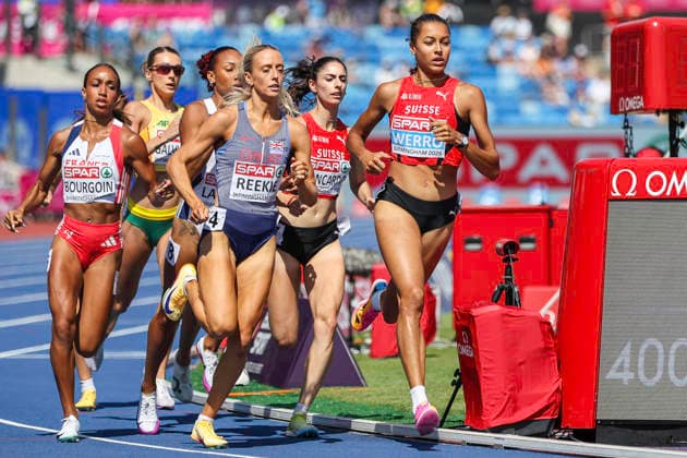 27th European Athletics Championships - Birmingham 2026: Day Four Jemma Reekie of Great Britain and Audrey Werro of Switzerland lead the pack at the half-way mark during the Women s 800m event Semi-final 1 on Day Four of the 2026 European Athletics Championships at the Alexander Stadium in Perry Bar, Birmingham, England. Perry Bar Birmingham United Kingdom  Copyright: xMIxNewsx originalFilename:fletcher-european260813_np55T.jpg