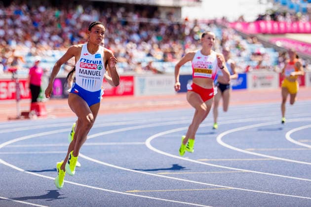 BIRMINGHAM, GREAT BRITAIN - AUGUST 13, 2026 : Lurdes Gloria MANUEL (CZE Czech Republic) competing in the 400m semifinals during the European Athletics Championships at Alexander Stadium on August 13, 2026 in Birmingham, Great Britain. Great Britain Copyright: xLeahxKohringx