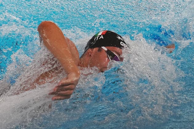 Marco de Tullio from Italy 200 fs, at the Swimming European Aquatics Championships Paris 2026, Paris, August 13, 2026 .  Copyright: xGianxMattiaxD Alberto LaPressex