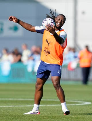 Manchester, England, 13th August 2026. Antoine Semenyo of Manchester City during a training session at the Joie Stadium, Manchester. Picture date: 13th August 2026. Picture credit should read: Andrew Yates Sportimage EDITORIAL USE ONLY. No use with unauthorised audio, video, data, fixture lists, club league logos or live services. Online in-match use limited to 120 images, no video emulation. No use in betting, games or single club league player publications. SPI_059_Man_City_Training SPI-4902-0062
