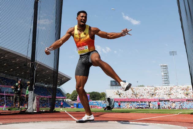 BIRMINGHAM, GREAT BRITAIN - AUGUST 13, 2026: Leo NEUGEBAUER (GER Germany) competes in the discus throw of the decathlon during the European Athletics Championships at Alexander Stadium on August 13, 2026 in Birmingham, Great Britain. Great Britain Copyright: xAxelxKohringx