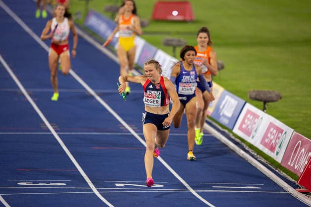 Norway wins the Mixed 4x400m relay at the European Athletics Championships at Alexander Stadium in Birmingham, England  Copyright: xSeanxWalshx Sportspressphoto_SPR205549