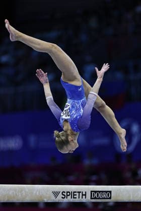 Sanne Wevers, NED, during qualification at 2026 Europeans in Zagreb; 13 08 2026; *** Sanne Wevers, NED, during the qualifying round at the 2026 European Championships in Zagreb on August 13, 2026 