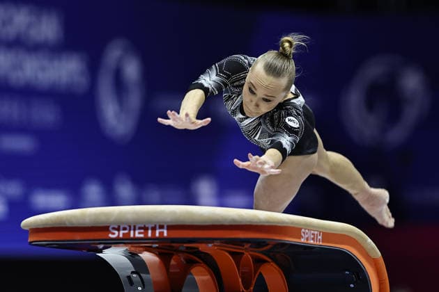 Angelina Melnikova, RUS, during qualification at 2026 Europeans in Zagreb; 13 08 2026; *** Angelina Melnikova, RUS, during the qualifying round at the 2026 European Championships in Zagreb on August 13, 2026 