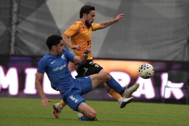 August 13, 2026, Riga, Latvia: Lasha Odisharia of RFS and Richard Sedlacek of Jablonec in action during the UEFA Europa Conference League third qualifying round game between LatviaÃ¢â‚¬â ¢s FK RFS and Czech Republic Jablonec FC teams in Riga, Latvia 13.08.2026. Latvia Sports - August 13, 2026  - ZUMAk209 20260813_zsp_k209_014 Copyright: xRomansxKoksarovx