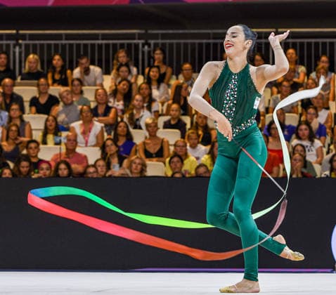 August 13, 2026, Frankfurt, Hesse, Germany: Spanish gymnast ALBA BAUTISTA competes in the 42nd Rhythmic gymnastics, Rhythmische Sportgymnastik, RSG World Championships qualifiers in the Festhalle in Frankfurt, Hesse, Germany on Thursday, August 13, 2026. 2026 Rhythmic Gymnastics World Championships Qualifying  - ZUMAd168 20260813_zsp_d168_057 Copyright: xKaixDambachx