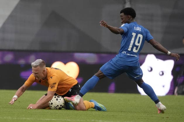 August 13, 2026, Riga, Latvia: Filip Zorvan of Jablonec and Alfa Balde of RFS in action during the UEFA Europa Conference League third qualifying round game between LatviaÃ¢â‚¬â ¢s FK RFS and Czech Republic Jablonec FC teams in Riga, Latvia 13.08.2026. Latvia Sports - August 13, 2026  - ZUMAk209 20260813_zsp_k209_028 Copyright: xRomansxKoksarovx