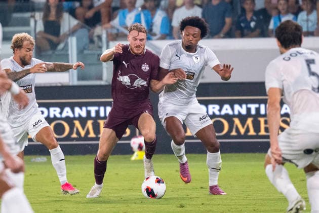 SOCCER - UEFA EL, Pafos vs RBS LIMASSOL,CYPRUS,13.AUG.26 - SOCCER - UEFA Europa League, qualification, Pafos FC vs Red Bull Salzburg. Image shows Yorbe Vertessen (RBS).  GEPAxpictures xXenophonxKarakalo