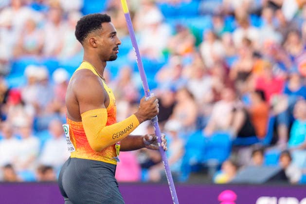 BIRMINGHAM, GREAT BRITAIN - AUGUST 13, 2026 : Leo NEUGEBAUER (GER Germany) competing in the javelin throw in the decathlon during the European Athletics Championships at Alexander Stadium on August 13, 2026 in Birmingham, Great Britain. Great Britain Copyright: xLeahxKohringx