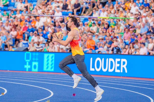 BIRMINGHAM, GREAT BRITAIN - AUGUST 13, 2026 : Niklas KAUL (GER Germany) competing in the javelin throw in the decathlon during the European Athletics Championships at Alexander Stadium on August 13, 2026 in Birmingham, Great Britain. Great Britain Copyright: xLeahxKohringx