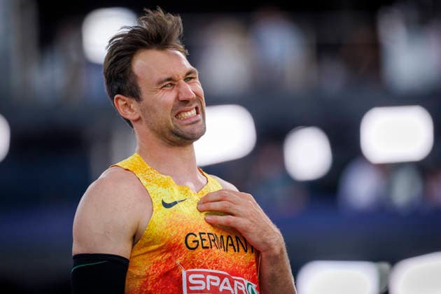 BIRMINGHAM, GREAT BRITAIN - AUGUST 13, 2026: Niklas KAUL (GER Germany) reacts in the javelin throw of the decathlon during European Athletics Championships at Alexander Stadium on August 13, 2026 in Birmingham, Great Britain. Great Britain Copyright: xAxelxKohringx