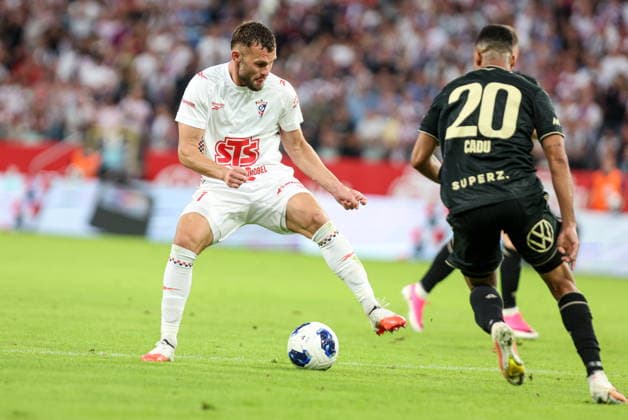 13.08.2026, Zabrze Liga Europy UEFA sezon 2026 27 runda III kwalifikacji, Gornik Zabrze - Ferencvaros Budapeszt - UEFA Europa League football Match season 2026 27 round III qualification Gornik Zabrze - Ferencvaros Budapest Nz. Erik Prekop Fot. Michal Chwieduk Arena Akcji NEWSPIX.PL --- newspix.pl 