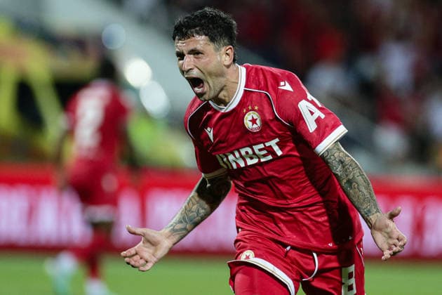 SOCCER - UEFA Europa League - Qualifiers - PFC CSKA - Maccabi Tel Aviv FC Photo by IPA ABACAPRESS.COM87453955 - CSKA s Stefano Sensi celebrating after scoring a goal during the Europa League qualifying match between PFC CSKA and Maccabi Tel Aviv FC at Vasil Levski National Stadium in Sofia, Bulgaria, on August 13, 2026 Sofia Bulgaria  Copyright: xIPAxSport ABACAx