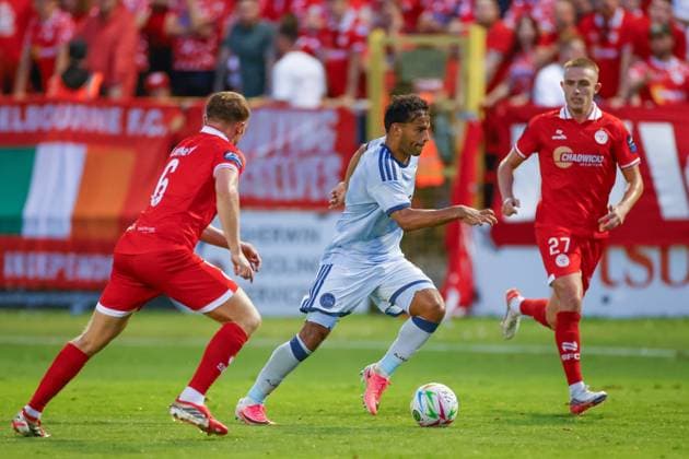 DUBLIN , 13-08-2026, Tolka Park Stadium , season 2026 2027 , UEFA Conference League play-off football . Match between Shelbourne FC and Ajax, Picture shows Ajax player Owen Wijndal Shelbourne - Ajax  x205683730x Copyright: