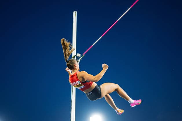 BIRMINGHAM, UNITED KINGDOM - AUGUST 13: Angelica Moser of Switzerland competes in the Women s Pole Vault Final during the European Athletics Championships at Alexander Stadium on August 13, 2026 in Birmingham, United Kingdom. England United Kingdom Copyright: xBEAUTIFULxSPORTS TobiasxLacknerx