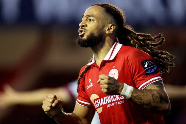 UEFA Conference League Third Qualifying Round Second Leg, Tolka Park, Dublin 13 8 2026 Shelbourne vs Ajax Shelbourne s Milan Mbeng celebrates scoring a goal that was later disallowed Milan Mbeng celebrates scoring a goal that was later disallowed 13 8 2026  Copyright: xLaszloxGeczox LG_13-08-2026_004950