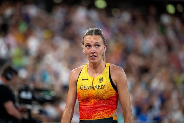 13.08.2026, GBR, Leichtathletik, Europameisterschaft 2026, Abendsession Tag 4, Birmingham Lea Meyer ( Deutschland ) enttäuscht im Ziel, 3000 Meter Hindernislauf Damen, Finale Birmingham Alexander Stadium England Großbritannien *** August 13, 2026, GBR, Track and Field, 2026 European Championships, Evening Session, Day 4, Birmingham Lea Meyer of Germany disappoints at the finish line, Women s 3,000-meter Steeplechase, Final, Birmingham Alexander Stadium, England, Great Britain Copyright: xNordphoto Memmlerx