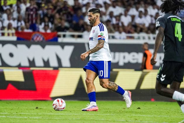 Fussball: Kroatien: UEFA Conference League Qualifikation 2026 2027 - 3. Runde, 13.08.2026 - HNK Hajduk Split (Kroatien) vs. FK Zalgiris Vilnius (Litauen) - Stadion Poljud (Split, Kroatien); Marko Livaja (Hajduk Split) *** Soccer Croatia UEFA Conference League Qualifiers 2026–2027, Round 3, August 13, 2026: HNK Hajduk Split (Croatia) vs. FK Žalgiris Vilnius (Lithuania) at Poljud Stadium, Split, Croatia; Marko Livaja, Hajduk Split Copyright: xLUKAxKOLANOVICx
