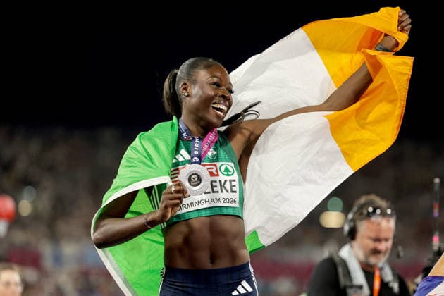 2026 European Athletics Championships, Alexander Stadium, Birmingham, England 13 8 2026 Women™s 200m Final Ireland™s Rhasidat Adeleke celebrates with her silver medal Rhasidat Adeleke celebrates with her silver medal 13 8 2026  Copyright: xx 0S9A3164