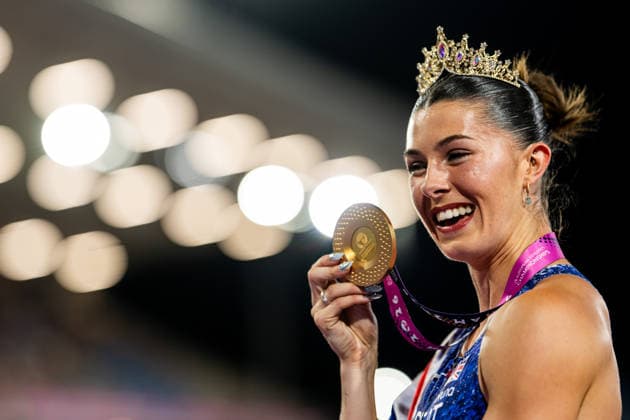 260813 Amy Hunt of Great Britain celebrates after women™s 200 meter final during day 4 of the 2026 European Athletics Championships on August 13, 2026 in Birmingham. Photo: Mathias Bergeld BILDBYRAN kod MB MT1068 friidrott athletics friidrett friidrotts-em em friidretts-em 2026 european athletics championships 4 bbeng *** August 13, 2026: Amy Hunt of Great Britain celebrates after the women’s 200-meter final on Day 4 of the 2026 European Athletics Championships on August 13, 2026 in Birmingham. Photo by Mathias Bergeld. BILDBYRAN code MB MT1068. track and field, athletics, friidrett, friidrotts EM, 2026 European Athletics Championships, 4 BBENG  Copyright: MATHIASxBERGELD BB260813MB173
