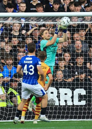 Rangers v Jagiellonia BiaÅ‚ystok UEFA Europa League of Rangers catches a cross during the UEFA Europa League Third Qualifying Round Second Leg match at Ibrox Stadium, Glasgow 13 08 2026 UK Newspapers OUT Copyright: xFredxPalmerx FIL-23767-0146
