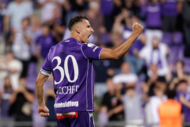 SOCCER - UEFA ECL, A.Wien vs Beita VIENNA,AUSTRIA,13.AUG.26 - SOCCER - UEFA Conference League, qualification, FK Austria Wien vs Beitar Jerusalem. Image shows the rejoicing of Manfred Fischer (A.Wien).  GEPAxpictures xArminxRauthner