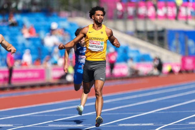 August 13, 2026, Birmingham, Birmingham, Great Britain: JOSHUA HARTMANN of Germany competes in the Men s 200m during the Birmingham 2026 European Athletics Championships at Alexander Stadium on August 13, 2026 in Birmingham, GBR. Birmingham Great Britain - ZUMAk160 20260813_zip_k160_008 Copyright: xStefanosxKyriazisx