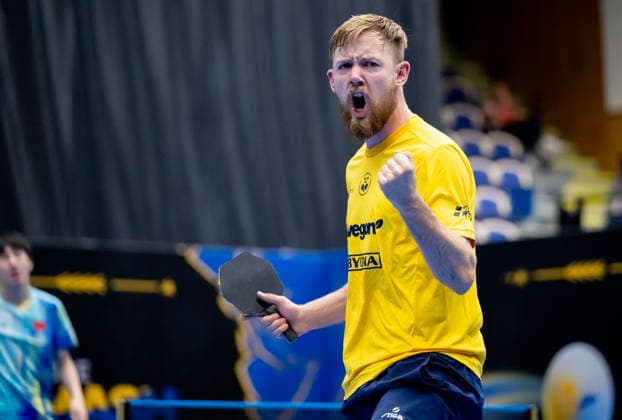 MALMÖ 2026-08-13 Sweden s Elias Ranefur celebrates after scoring a point against Wen Ruibo of China in the second round of the men s singles at the Europe Smash Sweden 2026 Table tennis, Tischtennis tournament at Baltiska Hallen in Malmö, Sweden, on August 13, 2026. MALMÖ SWEDEN x50090x *** MALMÖ, August 13, 2026 — Sweden’s Elias Ranefur celebrates after scoring a point against Wen Ruibo of China in the second round of the men’s singles at the Europe Smash Sweden 2026 table tennis tournament at Baltiska Hallen in Malmö, Sweden, on August 13, 2026 MALMÖ SWEDEN x50090x  Copyright: xJohanxNilssonx xTTx EUROPE SMASH SWEDEN 2026