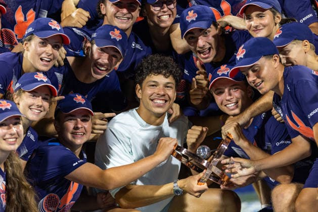 August 13, 2026, Montreal, Quebec, Canada: BEN SHELTON (5) from USA with trophy after win over Brandon Nakashima (28) from USA in final at Canadian Open at IGA stadium in Montreal, Quebec, Canada on 2026-08-13 Montreal Canada - ZUMAl189 20260813_zsp_l189_037 Copyright: xYannickxLegarex