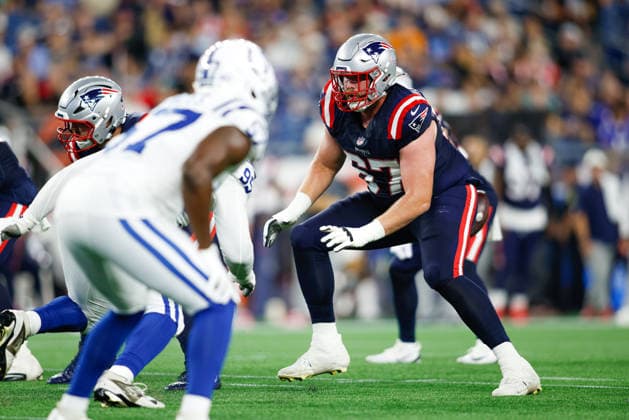 August 13, 2026; Foxborough, Massachusetts, USA; New England Patriots guard Andrew Rupcich (67) in an NFL, American Football Herren, USA preseason game against the Indianapolis Colts at Gillette Stadium. (c) CSM - ZUMAc04_ 20260813_zma_c04_099 Copyright: xBurtxGranofskyx