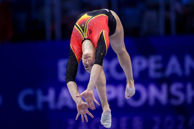 2026 Artistic Gymnastics European Championships - Day 1 Helen Kevric of Germany competes on the balance beam during day one of the 2026 Artistic Gymnastics European Championships at Arena Zagreb on August 13, 2026 in Zagreb, Crotia.  IgorxKralj PIXSELL