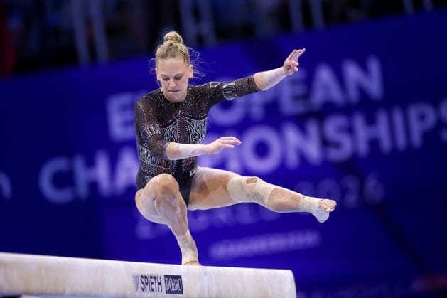 2026 Artistic Gymnastics European Championships - Day 1 Mila Prpic of Croatia competes on the balance beam during day one of the 2026 Artistic Gymnastics European Championships at Arena Zagreb on August 13, 2026 in Zagreb, Crotia.  IgorxKralj PIXSELL