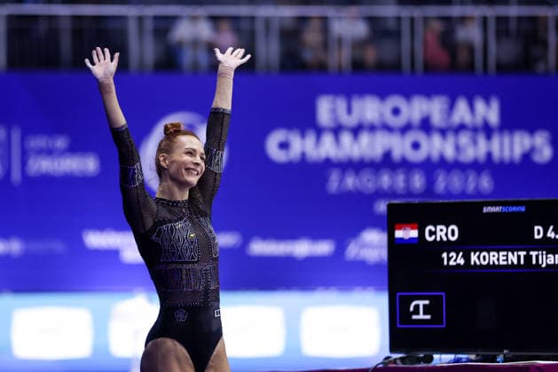 2026 Artistic Gymnastics European Championships - Day 1 Tijana Korent of Croatia competes on the vault during day one of the 2026 Artistic Gymnastics European Championships at Arena Zagreb on August 13, 2026 in Zagreb, Crotia.  IgorxKralj PIXSELL