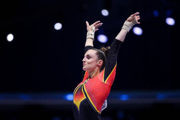 2026 Artistic Gymnastics European Championships - Day 1 Pauline Schafer-Betz of Germany competes on the vault during day one of the 2026 Artistic Gymnastics European Championships at Arena Zagreb on August 13, 2026 in Zagreb, Crotia.  IgorxKralj PIXSELL