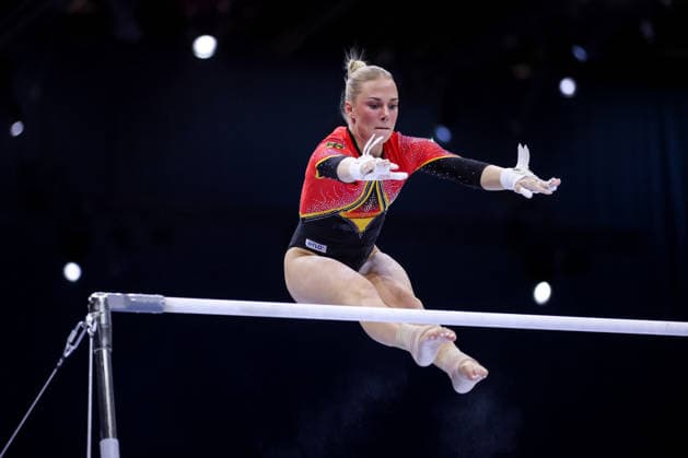 2026 Artistic Gymnastics European Championships - Day 1 Lea Marie Quaas of Germany competes on the uneven bars during day one of the 2026 Artistic Gymnastics European Championships at Arena Zagreb on August 13, 2026 in Zagreb, Crotia.  IgorxKralj PIXSELL