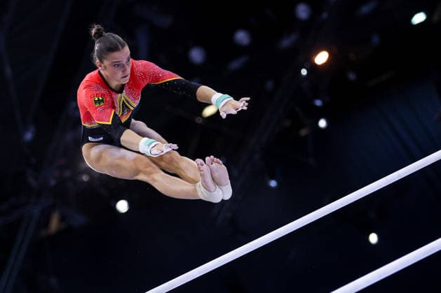 2026 Artistic Gymnastics European Championships - Day 1 Helen Kevric of Germany competes on the uneven bars during day one of the 2026 Artistic Gymnastics European Championships at Arena Zagreb on August 13, 2026 in Zagreb, Crotia.  IgorxKralj PIXSELL