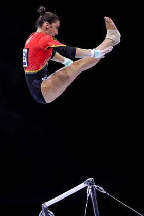 2026 Artistic Gymnastics European Championships - Day 1 Helen Kevric of Germany competes on the uneven bars during day one of the 2026 Artistic Gymnastics European Championships at Arena Zagreb on August 13, 2026 in Zagreb, Crotia.  IgorxKralj PIXSELL