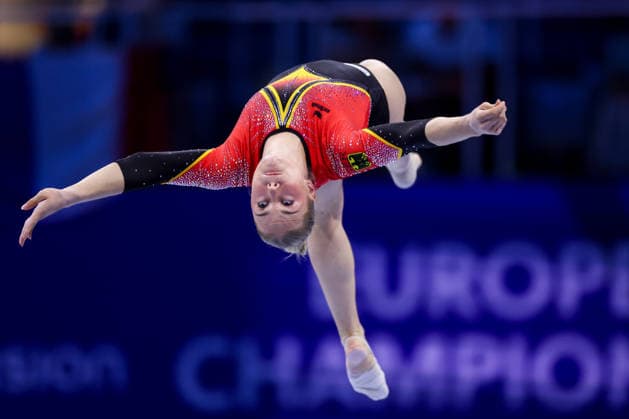 2026 Artistic Gymnastics European Championships - Day 1 Lea Marie Quaas of Germany competes on the balance beam during day one of the 2026 Artistic Gymnastics European Championships at Arena Zagreb on August 13, 2026 in Zagreb, Crotia.  IgorxKralj PIXSELL