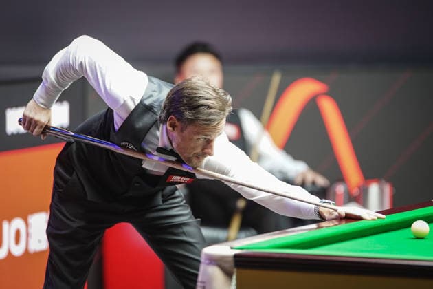 TAIYUAN, CHINA - AUGUST 14: David Gilbert of England plays a shot in the Quarterfinal match against Zhou Yuelong of China on day 7 of the 2026 World Snooker Tour China Open at Taiyuan Binhe Sports Center on August 14, 2026 in Taiyuan, Shanxi Province of China.  Copyright: xTaixChengzhex 111659923305