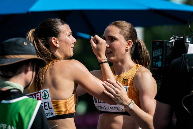 Sophie Weissenberg (TSV Bayer 04 Leverkusen, Siebenkampf Frauen), Sandrina Sprengel (VfB Stuttgart, Siebenkampf Frauen), GBR, Leichtathletik, Athletics, European Athletics Championships 2026, Leichtathletik Europameisterschaft 2026, Birmingham 2026, 09.08.2026, GBR, Leichtathletik, Athletics, European Athletics Championships 2026, Leichtathletik Europameisterschaft 2026, Birmingham 2026, 09.08.2026 Birmingham *** Sophie Weissenberg, TSV Bayer 04 Leverkusen, Women s Heptathlon; Sandrina Sprengel, VfB Stuttgart, Women s Heptathlon; GBR, Track and Field, Athletics, 2026 European Athletics Championships, 2026 European Track and Field Championships, Birmingham 2026, August 9, 2026, GBR, Track and Field, Athletics, 2026 European Athletics Championships, 2026 European Track and Field Championships, Birmingham 2026, August 9, 2026, Birmingham Copyright: xStefanxMayerx EP_SMR