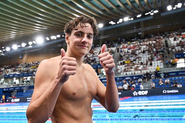 PARIS, FRANKRIKE 20260814 Sveriges Ludvig Bartolek efter att ha gatt vidare i lagkampen, 4x100 meter fristil, mixad, under sim-EM i Olympic Aquatic Centre i Paris. under sim-EM i Olympic Aquatic Centre i Paris. ***Bilden ingar i SPORTPAKET. För övriga BETALBILD*** PARIS FRANKRIKE x10430x *** PARIS, FRANCE 20260814 Sweden s Ludvig Bartolek after advancing in the team event, the 4x100-meter freestyle mixed relay at the European Swimming Championships at the Olympic Aquatic Center in Paris at the European Swimming Championships at the Olympic Aquatic Center in Paris ***This image is part of the SPORTS PACKAGE. For other images, see PAID CONTENT*** PARIS, FRANCE x10430x  Copyright: xChristinexOlsson TTx SIM-EM 2026 PARIS
