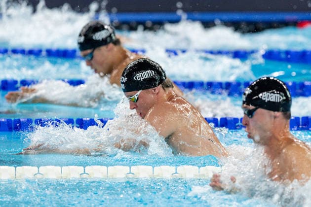European Aquatics Championships Swimming Day 5 Koen De Groot, Ludovico Viberti, Melvin Imoudu during European Aquatics Championships Swimming Day 5 in Paris, France, on August 14, 2026 Paris France  Copyright: xFotoxOlimpikx originalFilename:jastrzebowski-european260814_npcza.jpg