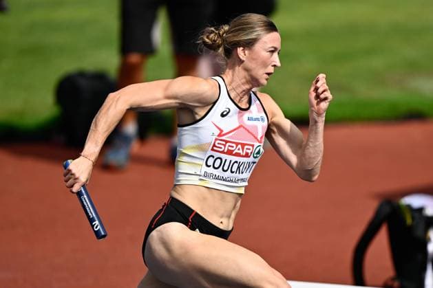 Belgian Paulien Couckuyt pictured in action during the warming-up for the women s 4x400m relay on the fifth day of the European Athletics Championships (August 10-18) in Birmingham, United Kingdom, on Friday 14 August 2026. ERICxLALMAND  x183354797x