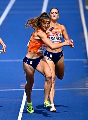 European Athletics Championships Birmingham 2026 - day 5 BIRMINGHAM, ENGLAND - AUGUST 14 : Van Der Schoot Myrte (NED) , Franke Nina (NED) in action during the 4x400m Relay Women Round 1 Heat 2 on day 5 of the Birmingham 2026 European Athletics Championships on August 14, 2026 in Birmingham, England, 14 08 2026 Birmingham ENGLAND  Copyright: xTomasxSiskx