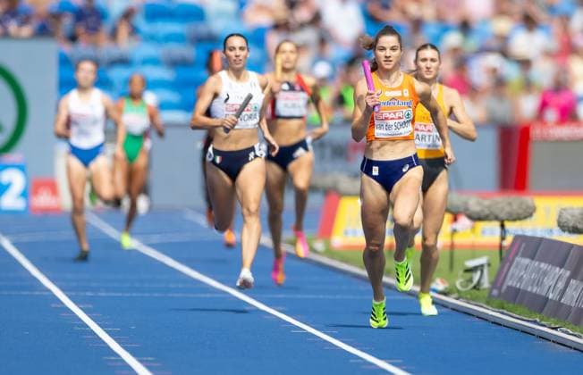 BIRMINGHAM - Myrte van der Schoot in action during the women s 4x400 relay qualification on the fifth day of the European Athletics Championships. IRIS VAN DEN BROEK ANP xVIxANPxSportx xxANPxIVx 565451299 originalFilename: 565451299.jpg